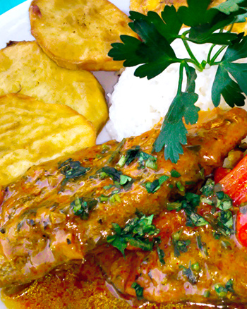 Coconut fish typical Dominican dish, from the region of Samana